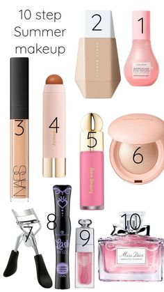 Summer Makeup Products Aesthetic, Summer Make Up Products, Summer Makeup 2023, Order Of Makeup, Summer Makeup Products, Steps Makeup, Summer Makeup Routine, Shuffles Summer, Brown Hairstyles