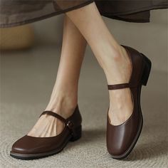 Category:Flats,Heels; Upper Materials:Faux Leather; Season:Winter,Fall,Spring; Heel Type:Flat Heel; Gender:Women's; Size Suggestion:standard size, select your usual size; Toe Shape:Round Toe; Style:Minimalism,Elegant,Casual; Heel Height(inch):<1; Outsole Materials:Rubber; Occasion:Office,Daily,Party; Pattern:Solid Color; Listing Date:11/13/2023; Production mode:External procurement; 2024 Trends:Plus Size,Mary Jane,Vintage Shoes; Size chart date source:Provided by Supplier.; Heel Height:Mid Heel Brown Womens Shoes, Winter Flats, Zapatos Mary Jane, Womens Low Heels, Summer Boots, Heels Online, Fashion Comfortable, Mary Jane Heels, Mary Jane Flats