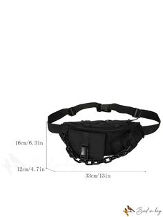 BirdinBag - Chic Waist Bag with Sleek Buckle and Stylish Chain Embellishments Casual Black Bag With Chain Detail, Casual Black Bag With Chain, Chain Decor, Adjustable Bag, Waist Bags, Bum Bag, Black Decor, Waist Bag, 4 Inch