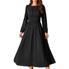 Crafted from 94% Polyester and 6% Spandex, this dress offers a lightweight and breathable feel, making it suitable for any season. The design features lantern long sleeves, a round neck, high waist, pleated front, and a side zipper for a perfect fit. The chiffon fabric adds a touch of sophistication, making it ideal for formal parties, weddings, proms, and other special occasions. The long sheer puff sleeves and flowy long-length skirt enhance its elegant appeal. This maxi formal A-line dress is Black Dress Modest, Wedding Guest Maxi Dress, Elegant Chiffon Dress, Maxi Formal Dress, Formal Dress Black, Formal Parties, Maxi Dress Wedding Guest, T Dress, Pleated Chiffon