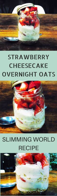 strawberry cheesecake overnight overnight oats in a jar