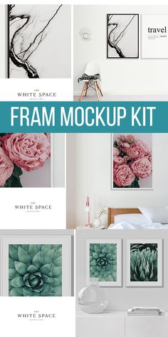 the frame mock up kit includes flowers, plants and other things to make it look like they