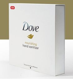 a white box with the words dove and nourishing hand sanitizer on it