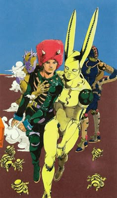 an image of some people in costume and rabbits on the ground with one person dressed as a rabbit