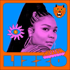 a poster with an image of a woman in purple and orange, the words lil - e on it