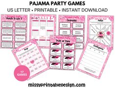 printable party games for girls with pink polka dots