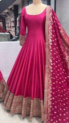 Pink Floral Embroidery Anarkali Set In Maxi Length, Pink Floral Embroidered Maxi Anarkali Set, Anarkali Full Length Dress With Intricate Embroidery, Full Length Anarkali Dress With Intricate Embroidery, Embroidered Floor-length Dress For Banquets, Intricate Embroidery Full Length Eid Dress, Full Length Dress With Intricate Embroidery For Eid, Full Length Embroidered Dresses For Eid, Festive Full-length Dress With Intricate Embroidery