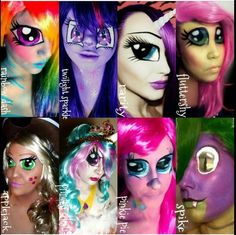 My little pony/ sorry, but it is hilarious hahahaha dragon stole my heart (tá estranho só digo) My Little Pony Face Paint, Rainbow Dash Makeup, Twilight Sparkle Makeup, Twilight Sparkle Face Paint, Mlp Cosplay Rainbow Dash, Fancy Dress Diy, Rainbow Dash Costume, Pony Makeup, My Little Pony Rarity