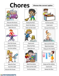 the worksheet for children to learn chores