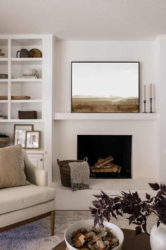 a living room filled with furniture and a fire place