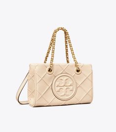 Mini Fleming Soft Chain Tote: Women's Designer Crossbody Bags | Tory Burch Tory Burch Aesthetic, Neutral Handbag, Bag Wishlist, T Monogram, Tory Burch Fleming, Tory Burch Purse, Tory Burch Tote, Red Sweatshirt, Womens Designer Handbags