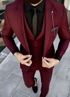 Men Three Piece Suit wedding Suit Prom This 3 Piece Suit is fully created with 100% High- Quality imported fabric. 🧭NOTE:- --------------- 📸 SLIGHT VARIATION IN COLOUR IS POSSIBLE DUE TO DIFFERENT SCREENING AND PHOTOGRAPHIC RESOLUTIONS 📸 *Listing Included - Jacket, Vest and Pant *Colour- Burgundy *Fabric- Imported *Style - Peak Lapel, Double Vent, Flat Front of Pant *The suits made with premium quality suiting fabric. *The suits inside lining created with 100% satin *Two inside pockets, shawl lapel *You feel very comfortable in it because soft premium fabric is used *You can wear for all occasions like Weddings, Groomsmen outfit, Dinner Party, Hosting, Evening Party, Pub, gift item, gift for him/her & lounges, etc... 👑 Quality Fabric: Our All suit is made from high-quality fabric that Burgundy Suit Men, Three Piece Suit Wedding, Black And Red Suit, Mens Wedding Suits, Maroon Suit, Suit Prom, Mens 3 Piece Suits, Red Tuxedo, Burgundy Tuxedo