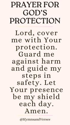 the words prayer for god's protection in black and white