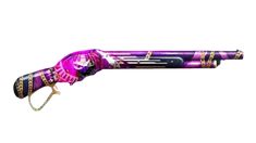 a pink and purple revolver with gold accents