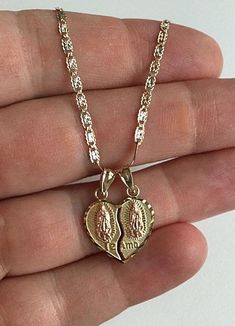 "14K SOLID GOLD GUADALUPE NECKLACE .REAL 14K GOLD (NOT PLATED OR FILLED) 18\" LONG 14K GOLD 3 COLOR VALENTINO CHAIN WITH 3 COLOR GUADALUPE PENDANT .-- 3.4 GR -. FOR LOVE,GOOD LUCK,PROTECTION,HEALTH AND ANY KIND DIFFICULTY. PENDANT SIZE : 21 mm X 16 mm ---MADE IN ITALY-BEST QUALITY--- FREE GIFT BOX NOTE:THIS ITEM IS SHIPPED WITH SIGNATURE CONFIRMATION. CADENA DE GUADALUPE EN ORO PURO 14K . 18\" LARGO CADENA ORO 14K 3 COLOR VALENTINO .14K DIJE DE GUADALUPE EN 3 COLOR DE ORO.-- 3.4 GR-- PARA AMOR, St Michael Necklace, Guadalupe Necklace, Good Luck Bracelet, Skull Pendant Necklace, Tatuaje A Color, Gold Rings Fashion, Solid Gold Necklace, Jewelry Fashion Trends, 14k Gold Necklace