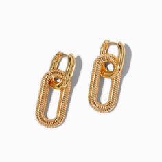 Claire's Gold-tone Textured Chain Link Hoop Earrings Bride 2024, Chain Link Earrings, Piercing Kit, Link Earrings, Fashionable Jewelry, Jewelry And Accessories, Metal Style, Jewelry Earrings Hoops, Gold Hoop Earrings