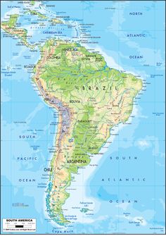 a map of south america with all the major cities and rivers in each country's borders