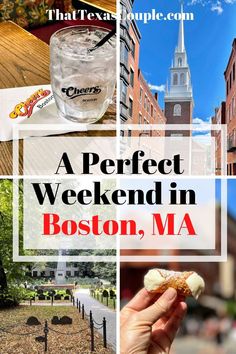 a collage of photos with the words, a perfect weekend in boston, ma