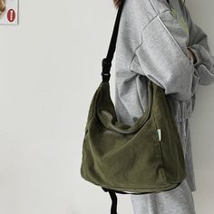 UAKISS  - Leisure Canvas Shoulder Bag For Women Simple Solid Color Large Capacity Crossbody Bag Tote Female College Student Travel Bookbag Tas Denim, Handbags For School, Casual Crossbody Bag, Canvas Crossbody Bag, 가을 패션, Casual Tote, Canvas Shoulder Bag, Shoulder Tote Bag, Shopper Bag