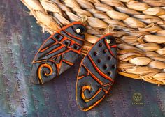 Art deco abstract clay earrings African Jewelry Boho Bohemian Unique Tribal Jewelry Tribal Earrings Gipsy Earrings Large Earrings Black Earrings With Artistic Design For Gift, Unique Handmade Black Plug Earrings, Black Earrings With Artistic Design As A Gift, Artisan Black Earrings As Gift, Artisan Black Earrings For Gift, Artisan Black Earrings Gift, Art Deco Abstract, African Earrings, Deco Earrings