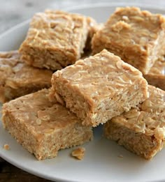 several pieces of oatmeal bars stacked on top of each other