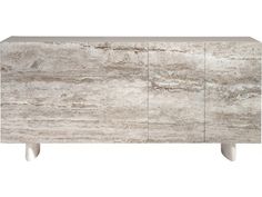 the sideboard is made out of wood and marble