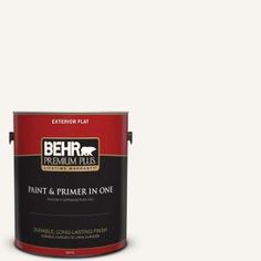 a white paint can with the words behr premium plus painted on it's side