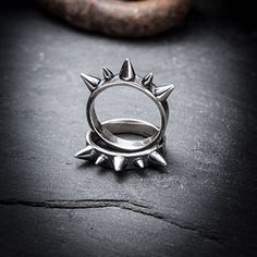 Flat silver ring with 5 spikes on top. You can wear it alone or stack it with others. So punk!! Fits true to size. Listing is for one ring only. Sterling silver Handmade Oxidized finish Punk Fits, Spike Ring, Pretty Rocks, Dope Jewelry, Themed Jewelry, One Ring, Jewelry Inspo, Stackable Rings