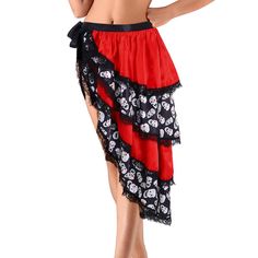 PRICES MAY VARY. 95%polyester, 5%nylon Imported Tie closure Hand Wash Only Women’s Halloween skirt is made of lace and satin.The soft tulle is light and breathable, and feels comfortable on the skin. Tie-on belly skirt is adjustable and the waist size can be stretched from 55cm/21.6inch to 70cm/27.5inch,and the length of the skirt is about 87cm/34.2inch. Black and red skirt with black and red colors can satisfy your daily outfits and make you stand out in Halloween festival and you will be the m Skull Tie, Gothic Costume, Halloween Skirt, Bustle Skirt, Fashion Gloves, Rave Party, Red Skirt, Skirt For Women, Soft Tulle