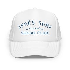 Introducing our "Apres Surf Social Club" Trucker Hat, the perfect accessory for those who love to hit the waves and unwind with good company afterward. Crafted with premium quality materials, this trucker hat combines style, comfort, and functionality seamlessly. Whether you're cruising down the coastline or kicking ba Modern Cowgirl, 50th Clothing, Stella Artois, Slay All Day, Blue Embroidery, Western Hats, White Hat, Western Jewelry, Social Club