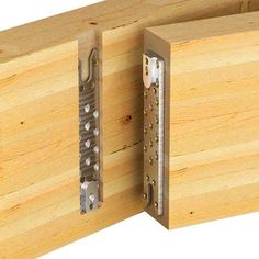 a pair of screws are attached to the side of a piece of wood