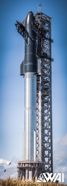 the space shuttle is on display in front of a blue sky with clouds and grass