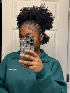 Natural Short Hairstyles For Black Women Braids, Cute Simple Cornrow Hairstyles On Short 4c Hair, Two Puffs With Braids Natural Hair, Natural Hairstyles For Black Women Type 4 Hair, Fulani Natural Hairstyles, 4c Natural Hairstyles Cornrows, Cornrow In Two Puffs, Cornrow Afro Puff, Braided Hairstyles Natural Hair Ideas