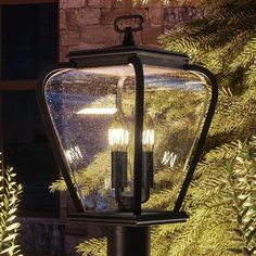 An UQL1203 French Country Outdoor Post Light by Urban Ambiance, 18H x 9.5W, with a unique clear glass shade. Modern Farmhouse Lighting, Outdoor Post Light, Pier Light, French Rustic, Canopy Design, Outdoor Pendant Lighting, Rustic Outdoor, Farmhouse Lighting, Outdoor Post Lights