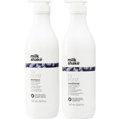 The milk_shake Icy Blond Shampoo and Conditioner duo in liter sizes is specifically formulated to enhance and maintain cool blonde tones. This luxurious set neutralizes unwanted yellow and brassy hues, leaving hair with a beautiful, icy blonde finish. Enriched with natural ingredients, the shampoo and conditioner provide gentle cleansing, deep nourishment, and optimal hydration, ensuring your blonde hair stays vibrant, healthy, and radiant. Cool Blonde Tone, Blonde Tones, Serum Cream, Icy Blonde, Milk Shake, Cool Blonde, Curl Cream, Hydrating Serum, Hair Health