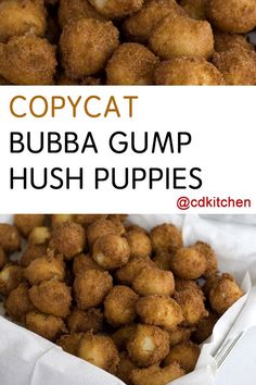 two pictures with the words copycat and bubba gump hush puppies on them