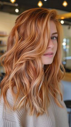 25 Strawberry Blonde Hair Ideas That Embrace the Essence of Summer Balayage In Red Hair, Cool Strawberry Blonde Balayage, Copper Strawberry Blonde Highlights, Ginger And Blonde Balayage, Natural Redhead With Balayage, Blonde Red Hair Balayage, Summer Hair Red, From Blonde To Red Hair