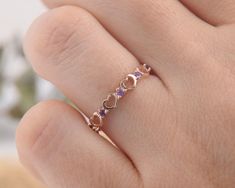 Dainty 14k rose gold heart purple amethyst womens wedding band, Unique small minimalist amethyst wedding ring, Amethyst jewelry,Gift for her WE OFFER UNLIMITED PERIOD INSTALLMENTS PLAN This is a beautiful, stunning, feminine ring that works well for all occasions, styles, and ages. You will love it! Ring information: Stone: Amethyst Approximate size: 1.5mm (8 stones) Metal type: Gold Metal stamp: 14k Gold Installment Payments We offer installment payments for an unlimited period for absolutely a Valentine's Day Purple Amethyst Promise Ring, 14k Rose Gold Fine Jewelry For Valentine's Day, Elegant Purple Heart Promise Ring, Purple Jewelry For Anniversary On Valentine's Day, Purple Jewelry For Valentine's Day Anniversary, 14k Rose Gold Heart Jewelry For Wedding, Heart-shaped 14k Rose Gold Wedding Jewelry, Fine Jewelry Purple Amethyst Ring For Valentine's Day, Fine Jewelry In Rose Gold With Amethyst