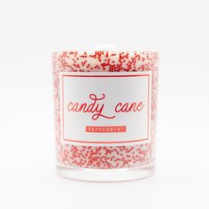 candy cane candle with red and white sprinkles