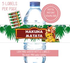 lion king water bottle labels for baby shower