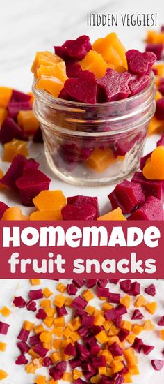 homemade fruit snacks with beets and carrots in a jar