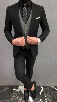 Blazer Mens Suits Style, 3 Piece Suit For Men, Guys Outfits, Mens Casual Suits, Men's Business Outfits, Groomsmen Outfits