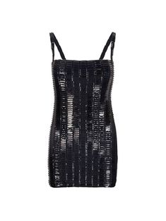 THE ATTICO ''Rue'' black mini dress Black Sequined Bodycon Evening Dress, Black Embellished Backless Mini Dress, Black Mini Sequin Evening Dress, Black Sequin Mini Dress For Evening, Giorgia Tordini, Gilda Ambrosio, Italy Style, The Attico, Mini Dresses For Women