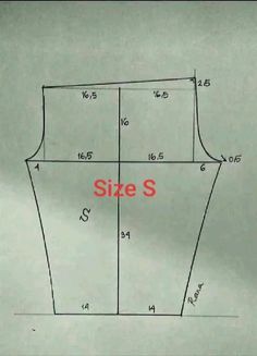 an image of the size s pattern for a skirt or top with measurements on it