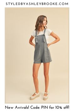 This cotton washed romper offers a sleeveless silhouette in a unique denim blue hue, complemented by front pockets. Blue Hues, Denim Blue, Blue Denim, Overalls, Rompers, Fabric, How To Wear, Blue, Clothes