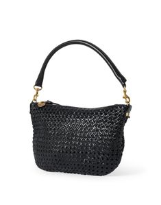 Clare V.'s black petite bag plays on the modern and utilitarian charm of the designers signature styles. Rendered in hand woven Italian leather, it's perfect for holding all of your essentials in style. With the option to wear it with the top handles or attach the crossbody strap, this bag is sure to become your new go-to. Versatile Black Woven Shoulder Bag, Trendy Black Woven Shoulder Bag, Black Woven Leather Shoulder Bag, Black Woven Bag For On-the-go, Black Woven Leather Shoulder Bag For On-the-go, Clare V., Signature Style, Italian Leather, Hand Weaving