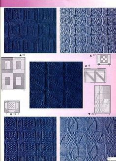 the knitting pattern is shown in blue and white