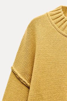 PRONOUNCED SEAM KNIT SWEATER - Mustard | ZARA United States Zara Fall, Yellow Jumper, Cardigan Sweater Vest, Blouse Jeans, Cardigan Sweater Dress, Leather Shirt, Tshirt Skirt, T Shirt Vest, Shirt Skirt