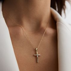 "14K Gold Cross Faith Pendant Charm Necklace Celtic Embossed Dainty Chain Minimalist Simple Tiny God Lords Religious Jewelry Gift for Women ❤【Materials & Specifications:】 - 14K gold pendant and chain - Chain thickness is 0.9mm - Cross pendant dimensions are Width:1.1cm (0.43in) Length:2.00 ( 0.78in) ❤【Available in 4 different chain lengths】 42 cm (16.5 in) 44 cm (17.3 in) 46 cm (18.1 in) 48 cm (18.8 in) Gold Color: Yellow Gold This fashion everyday jewelry \"gold cross necklace\" makes a perfect Elegant Crucifix Necklaces With Adjustable Chain, Elegant Crucifix Necklace With Adjustable Chain, Dainty Crucifix Clavicle Chain Jewelry, Minimalist Crucifix Jewelry With Delicate Chain, Minimalist Crucifix Clavicle Chain Jewelry, Minimalist Clavicle Chain Crucifix Jewelry, Dainty Crucifix Clavicle Chain Necklaces, Dainty Crucifix Clavicle Chain Necklace, Minimalist Crucifix Jewelry With Adjustable Chain