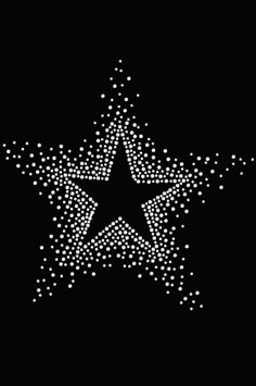 a black and white photo of a star with dots in the shape of an arrow